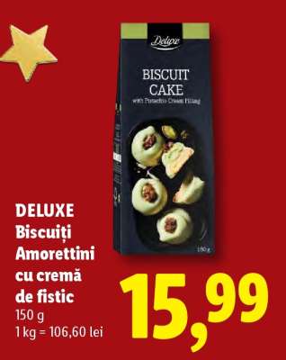 DELUXE Biscuiți Amorettini cu cremă de fistic