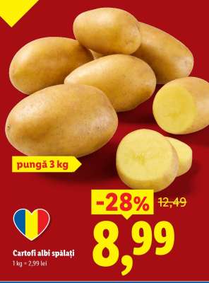 Cartofi albi, spălați