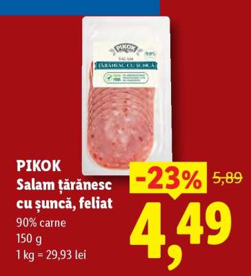 Pikok Salam țărănesc cu șuncă, feliat