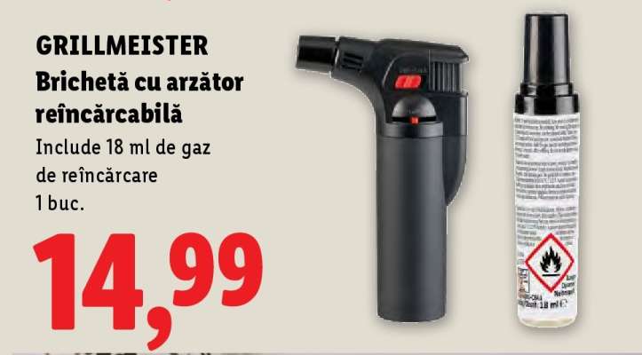 GRILLMEISTER Brichetă cu arzător reîncărcabilă
