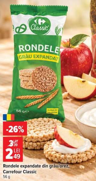 Rondele expandate din grâu/orez, Carrefour Classic