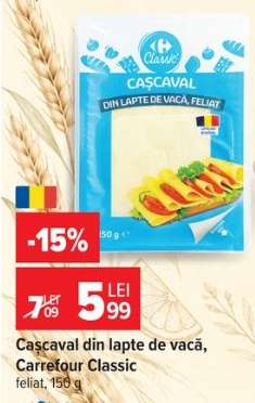 Cașcaval din lapte de vacă Carrefour Classic