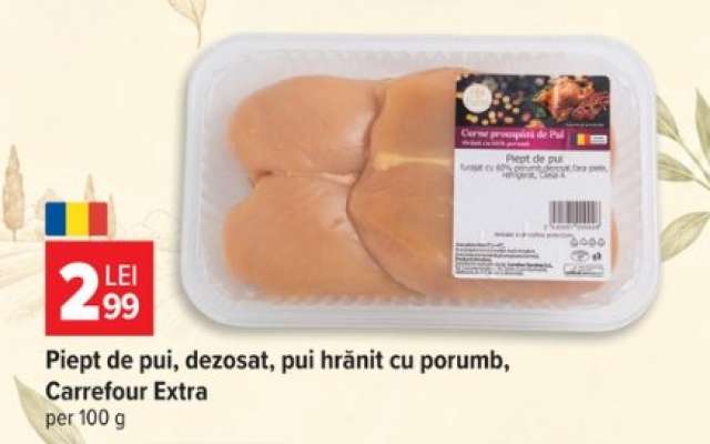 Piept de pui, dezosat, pui hrănit cu porumb, Carrefour Extra