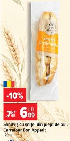 Sandviș cu șnițel din piept de pui, Carrefour Bon Appetit