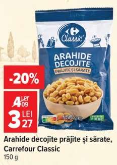 Arahide decojite prăjite și sărate, Carrefour Classic