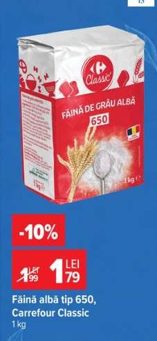 Făină albă, tip 650, Carrefour Classic
