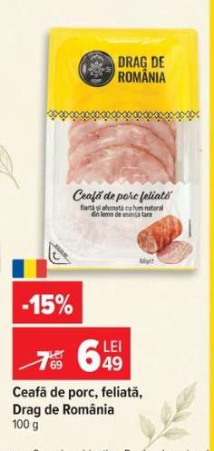 Ceafă de porc, feliată Drag de România