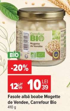 Fasole albă boabe Mogette de Vendee, Carrefour Bio
