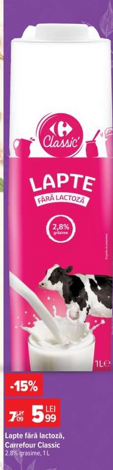 Lapte fără lactoză Carrefour Classic