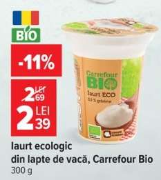 Iaurt ecologic din lapte de vacă, Carrefour Bio