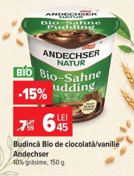 Budincă Bio de ciocolată/vanilie Andechser