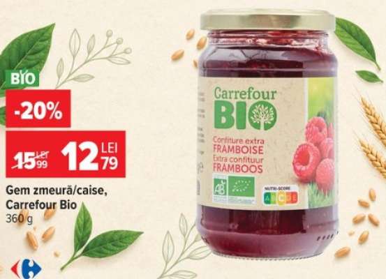 Gem zmeură/caise, Carrefour Bio