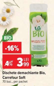 Dischete demachiante Bio, Carrefour Soft
