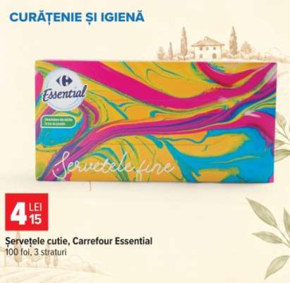 Șervețele cutie, Carrefour Essential