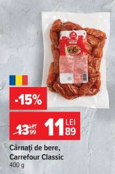 Cârnați de bere Carrefour Classic