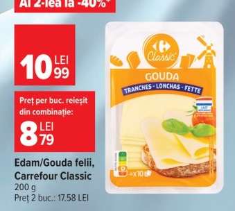 Edam/Gouda felii, Carrefour Classic