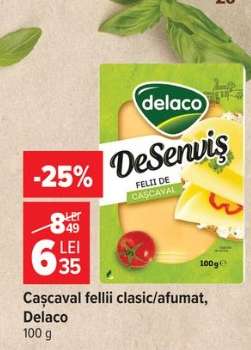 Cașcaval felii clasic/afumat Delaco