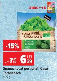 Spanac tocat porționat Casa Țărănească