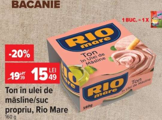 Ton în ulei de măsline/suc propriu Rio Mare