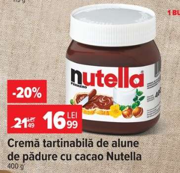 Cremă tartinabilă de alune de pădure cu cacao Nutella