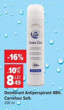 Deodorant Antiperspirant 48H, Carrefour Soft
