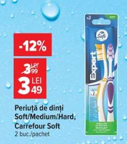 Periuță de dinți Soft/Medium/Hard, Carrefour Soft