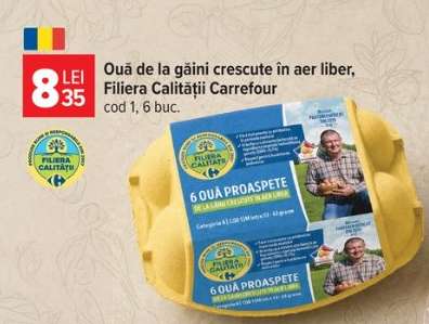 Ouă de la găini crescute în aer liber Filiera Calității Carrefour