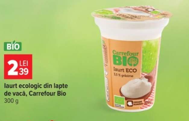 Iaurt ecologic din lapte de vacă, Carrefour Bio