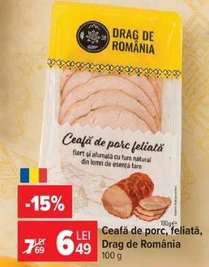 Ceafă de porc, feliată Drag de România