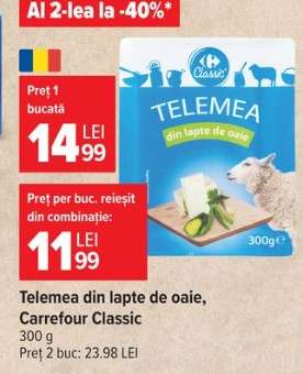 Telemea din lapte de oaie Carrefour Classic