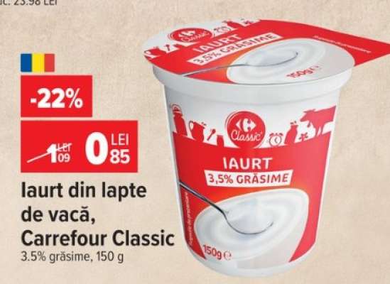 Iaurt din lapte de vacă, Carrefour Classic