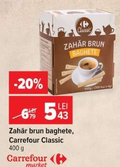 Zahăr brun baghete, Carrefour Classic