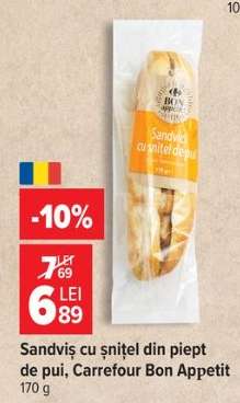Sandviș cu șnițel din piept de pui, Carrefour Bon Appetit