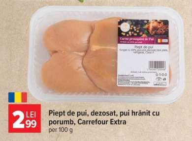 Piept de pui, dezosat, pui hrănit cu porumb, Carrefour Extra