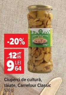 Ciuperci de cultură tăiate Carrefour Classic
