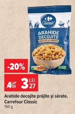 Arahide decojite prăjite și sărate, Carrefour Classic