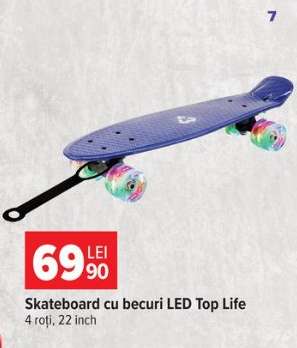 Skateboard cu becuri LED, Top Life