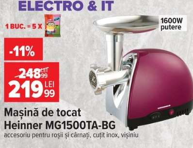 Mașină de tocat Heinner MG1500TA-BG