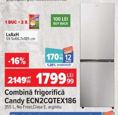 Combină frigorifică Candy ECN2CQTEX186