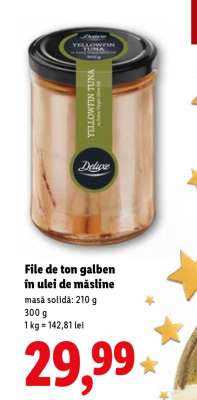 File de ton galben în ulei de măsline