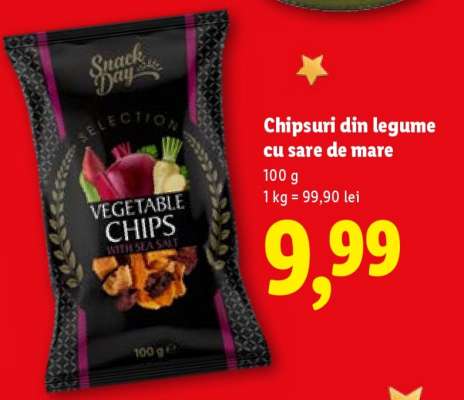 Chipsuri din legume, cu sare de mare
