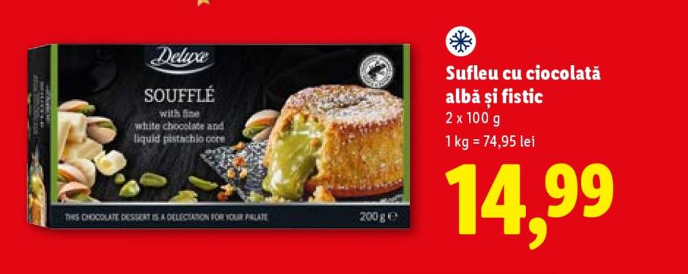 Sufleu cu ciocolată albă și fistic