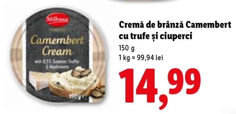 Cremă de brânză Camembert cu trufe și ciuperci