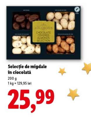 Selecție de migdale în ciocolată