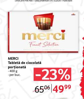 MERCI Tabletă de ciocolată porționată