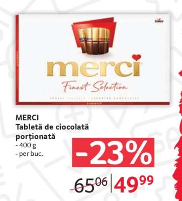 MERCI Tabletă de ciocolată porționată