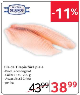 File de tilapia fără piele