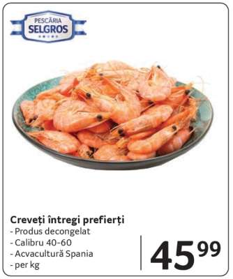 Creveți întregi prefierți