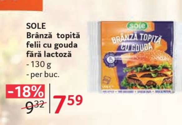 SOLE Brânză topită felii cu gouda fără lactoză