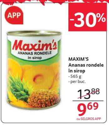 MAXIM’S Ananas rondele în sirop